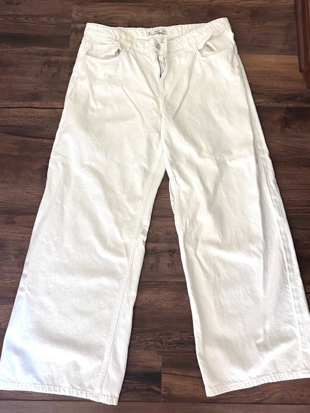 Mango White Wide-Leg Jeans